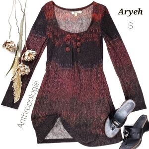 ARYEH Anthropologie Brown Red Boho Dress Size S